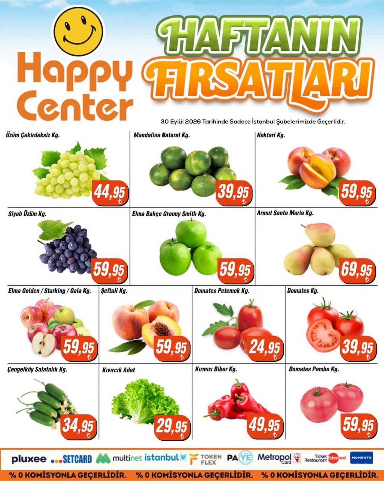 Happy Center 30 Ekim 2026 Manav İndirimleri