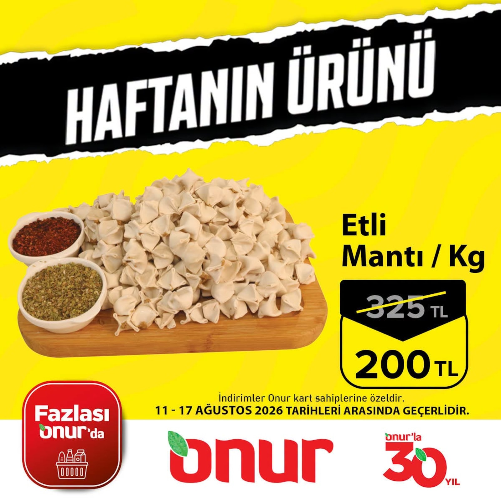 Onur Market 11 Ağustos 2026 Aktüel Katalog