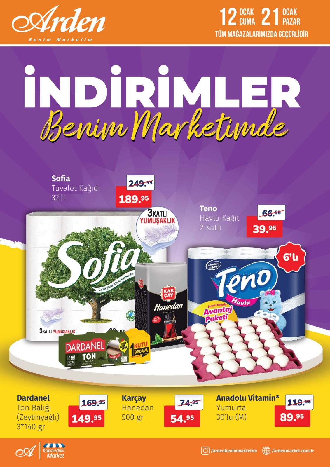 Arden Süpermarket 12 Ocak 2024 Aktüel Kataloğu İndirim Broşürü