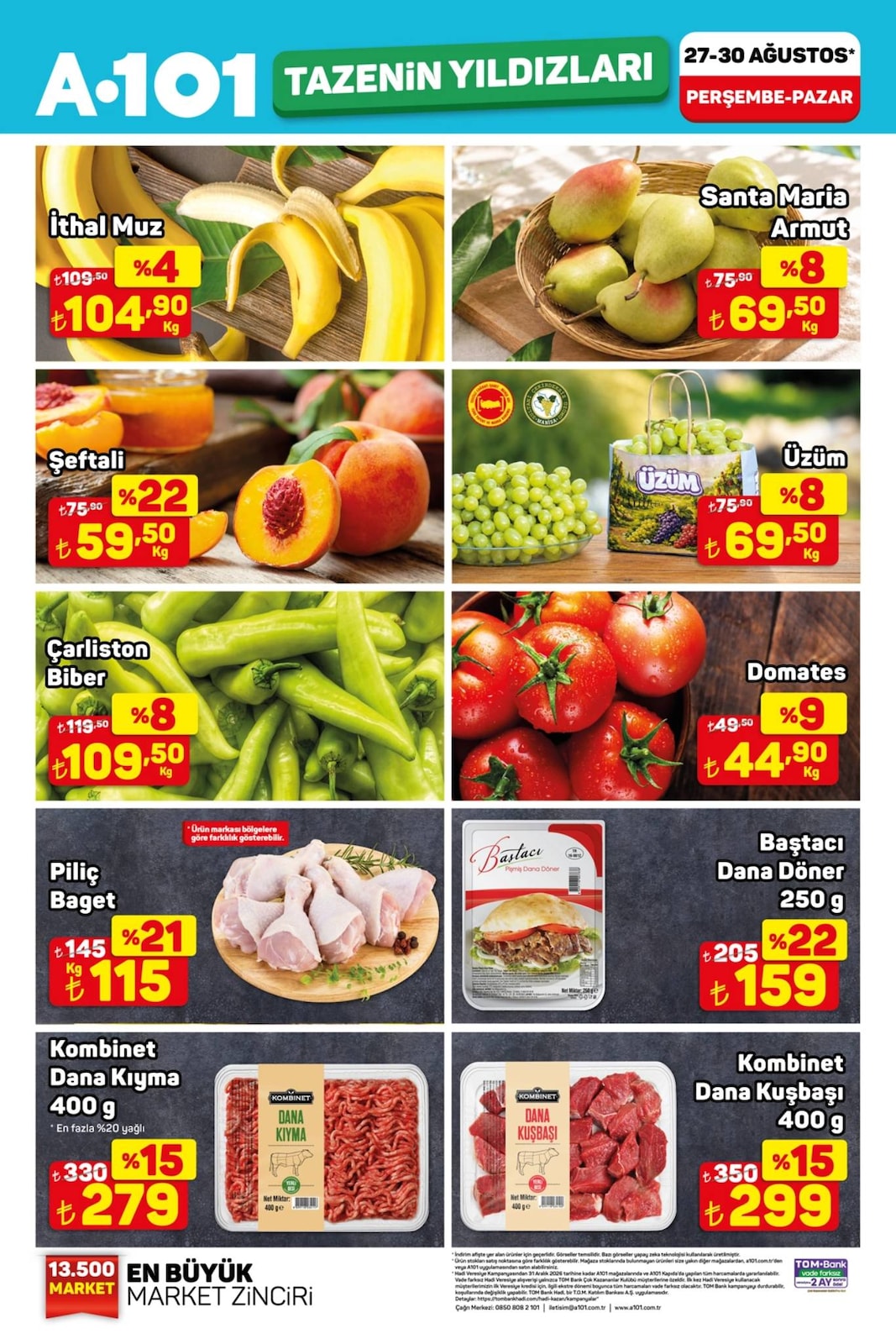 A101 27 Ağustos 2026 Manav İndirimleri