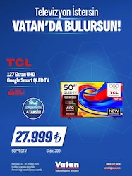 Tcl 50P7LGTV 127 Ekran UHD Google Smart Qled Tv