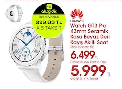 Huawei Watch Gt3 Pro 43mm Seramik Kasa Beyaz Deri Kayıl Akıllı Saat