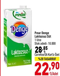 Pınar Denge Laktozsuz Süt 1 litre