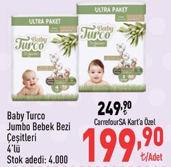 Baby Turco Jumbo Bebek Bezi Çeşitleri 4'lü