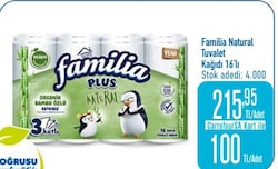 Familia Plus Natural 16'lı Tuvalet Kağıdı