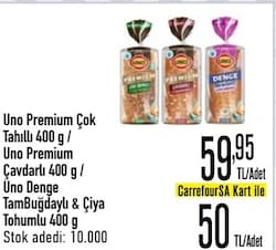 Uno Premium 400 gr Çok Tahıllı ve Siyez Buğdaylı Ekmek