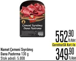 Namet 130 gr Çemeni Sıyrılmış Dilimli Pastırma