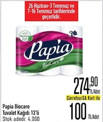 Papia BioCare 12'li Tuvalet Kağıdı