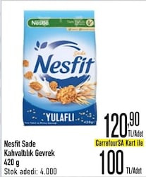 Nesfit Sade Tam Buğday ve Pirinç Gevreği 420 gr