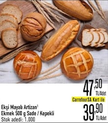 Ekşi Mayalı Artizan Ekmak 500 g Sade/Kepekli
