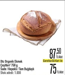 DTC Organik 750 gr Ekmek