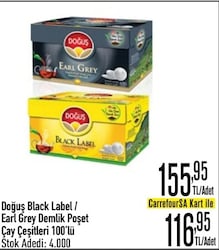 Doğuş Black Label 3.2 gr 100'lü Demlik Poşet Çay