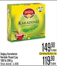 Doğuş Karadeniz Bergamot Aromalı 2 gr 100'lü Bardak Poşet Çay