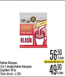 Kahve Dünyası 2'si 1 Arada Kahve Karışımı Çeşitleri 10'lu