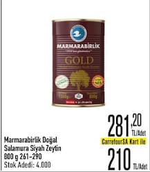 Marmarabirlik Gold Süper 800 gr M (261-290 ) Teneke Salamura Siyah Zeytin