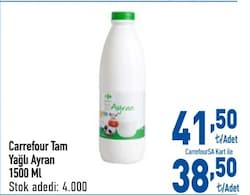 Carrefour Tam Yağlı Ayran 1500 ml