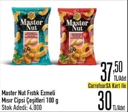 Master Nut Fıstık Ezmeli Deniz Tuzlu Mısır Cipsi 100 gr
