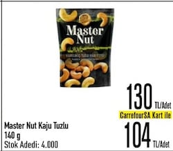 Master Nut 140 gr Kavrulmuş Tuzlu Kaju Fıstığı