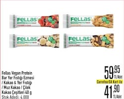Fellas Vegan Kakao Yer Fıstıklı 40 gr Protein Bar