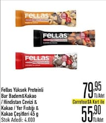 Fellas Badem ve Kakaolu 45 gr Yüksek Protein Bar