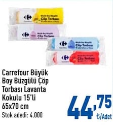 Carrefour Lavanta Kokulu Büzgülü Büyük Boy Çöp Poşeti 15'li