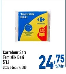 Carrefour Sarı Temizlik Bezi 5li