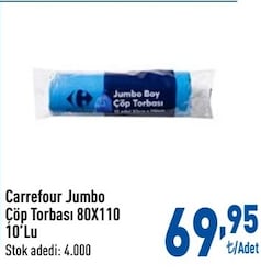 Carrefour Jumbo Boy Çöp Poşeti 10'lu