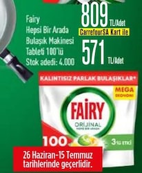 Fairy Hepsi Bir Arada Limon Bulaşık Makinesi Tableti 100'lü
