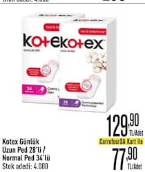 Kotex Günlük Ped Uzun Parfümsüz 28'li