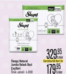 Sleepy Natural 3 Numara Midi 56'lı Bebek Bezi