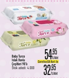 Baby Turco Zeytinyağlı 90 Yaprak Islak Bebek Havlusu