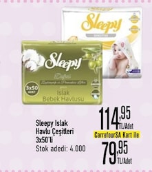 Sleepy Sensitive 50 Yaprak 3'lü Paket Islak Mendil