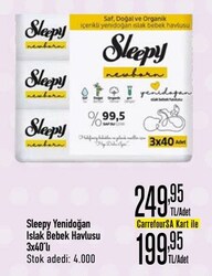 Sleepy Yenidoğan Islak Bebek Havlusu 3x40'lı