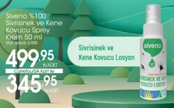Siveno %100 Sivrisinek ve Kene Kovucu Sprey Krem 50 ml