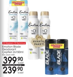 Emotion/Blade Deodorant Çeşitleri 2x150 ml