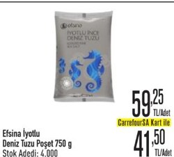 Efsina İyotlu Deniz Tuzu Poşet 750 g