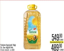 Yudum Ayçiçek Yağı Dar Ağızlı Pet 5 l