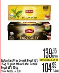 Lipton Earl Grey/Lipton Yellow Label Demik Poşet 48'li 154 g