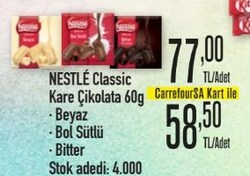 Nestle Classic Kare Çikolata 60 g Çeşitleri
