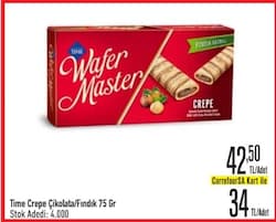 Wafer Master Time Crepe Çikolata/Fındık 75 gr