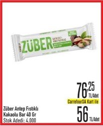 Züber Antep Fıstıklı Kakaolu Bar 40 gr