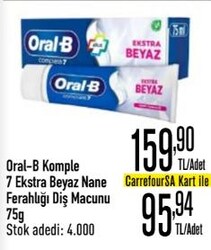 Oral-B Komple 7 Ekstra Beyaz Nane Ferahlığı Diş Macunu 75 g