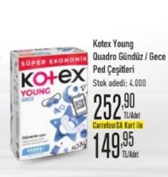 Kotex Young Quadro Gündüz/Gece Ped Çeşitleri