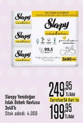 Sleepy Yenidoğan Islak Bebek Havlusu 3x40'lı