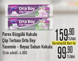 Parex Büzgülü Kokulu Çöp Torbası Yasemin/Beyaz Sabun Kokulu Çeşitleri