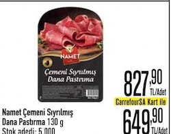 Namet Çemeni Sıyrılmış Dana Pastırma 130 gr