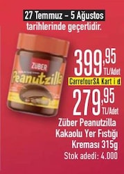 Züber Peanutzilla Kakaolu Yer Fıstığı Kreması 315 g
