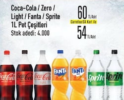 Coca-Cola / Coca-Cola Zero / Coca-Cola Light / Fanta / Sprite 1 L Pet Çeşitleri