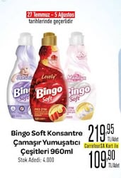 Bingo Soft Konsantre Çamaşır Yumuşatıcı 960 ml Çeşitleri