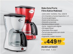 Raks Este/Forte Filtre Kahve Makinesi 1000 W